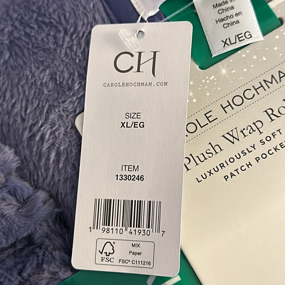 NWT Carole Hochman plush wrap robe with pockets, bluish purple color - Picture 3 of 6